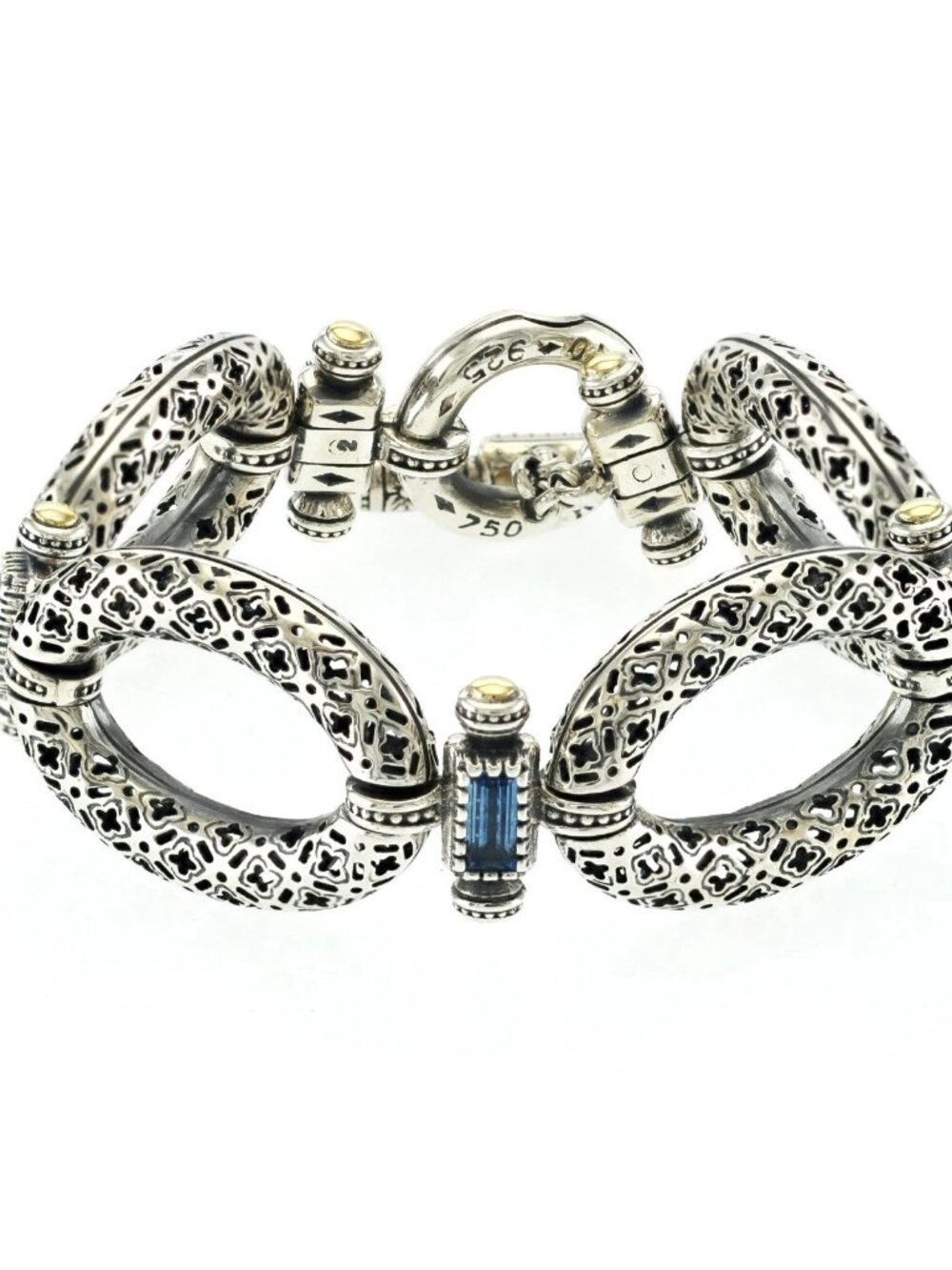 Konstantino Dome 925 Sterling & 18K Gold Blue Spinel Bracelet